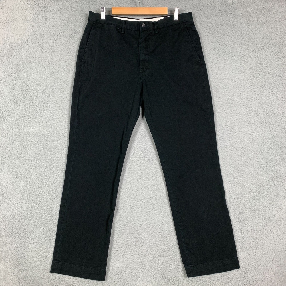Polo Ralph Lauren Chino Pants Men's 34 x 32 Black Straight Leg Flat Front Canvas